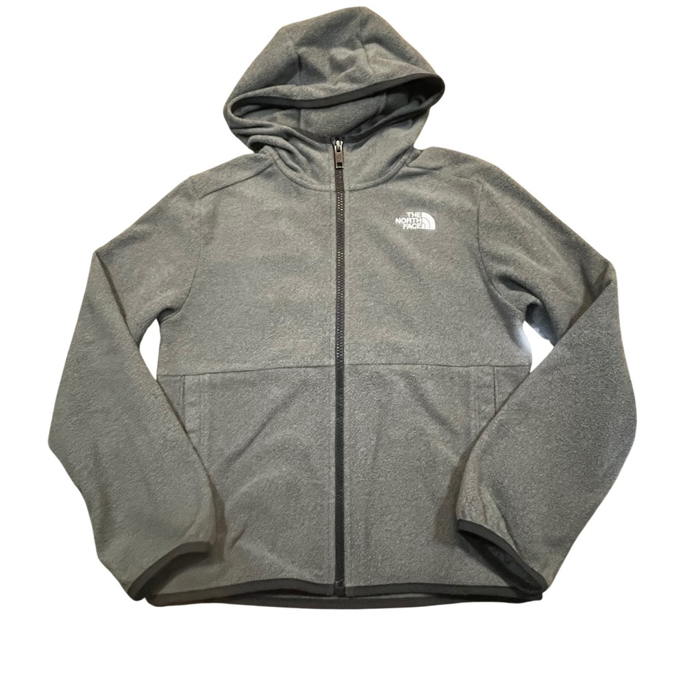 The North Face Girls Grey Full Zip‎ Fleece Hoodie Jacket Size M 10/12 Teen